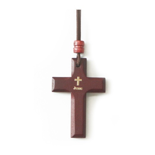 원목라인 십자가 목걸리-체리(M-3508B)