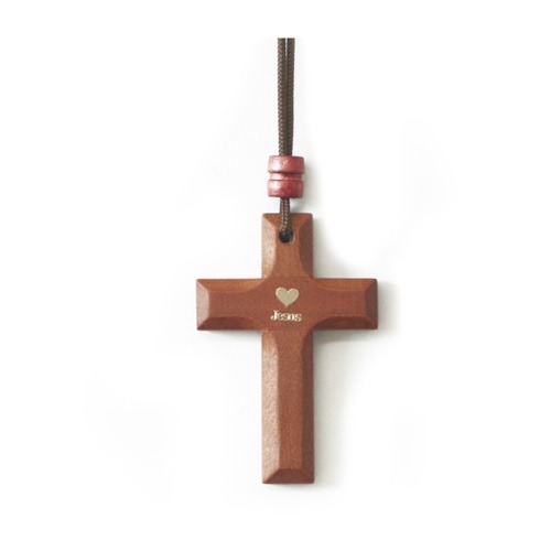 원목라인 십자가 목걸이-월넛 (M-3507B)